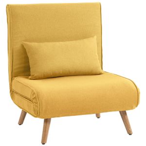Sofá cama individual poliéster, espuma e metal color amarillo