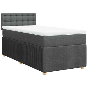 vidaXL cama box spring con colchón tela gris oscuro 90x200 cm