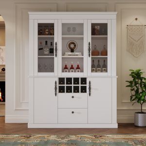 Vitrina alta com 2 gavetas 4 portas e LED branco 170,5x130x37,5cm