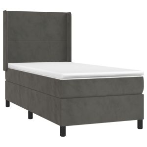 vidaXL cama box spring con colchón terciopelo gris oscuro 90x200 cm