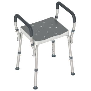Banco de duche 52x45x57-69 cm alumínio, hdpe e eva bicolor Homcom