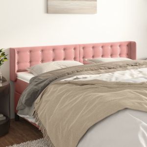 Cabeceira de cama c/ abas veludo 203x16x78/88 cm rosa ptob9844
