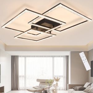 Nettlife preto LED lâmpada de teto  75 cm regulável de cristal moderno