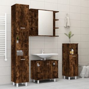 4pcs conjunto de móveis wc derivados de madeira carvalho fumado