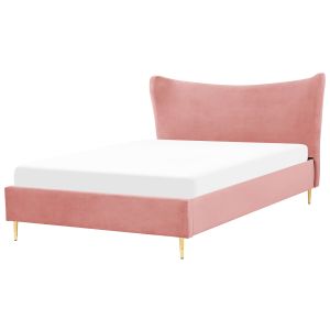 Cama veludo chaleix 160 x 200 cm rosa pêssego