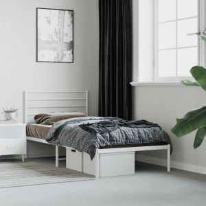 Cama com cabeceira 90x200 cm metal branco pt2009