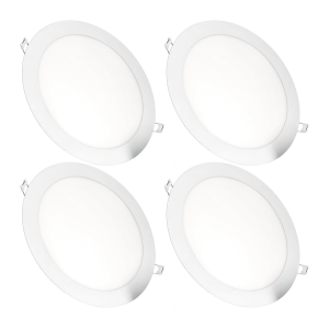 4x LED downlight 18w redondo embutido anel branco fosco, luz 4200k