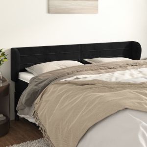 Cabeceira de cama c/ abas veludo 163x23x78/88 cm preto