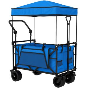 Carrinho de transporte 125x59x133 cm metal e tecido oxford color azul