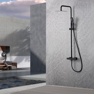 Conjunto chuveiro termostático art preto fosco-imex