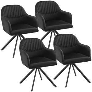 4 cadeiras de sala de jantar 360º terciopelo, 56x59x81 cm preto/preto