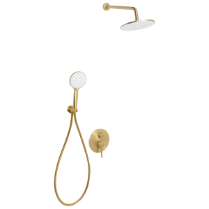 Conjunto de duche embutido com chuveiro de efeito chuva puelo dourado