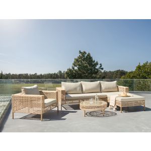 Conjunto lounge ratan sintético creme calasetta