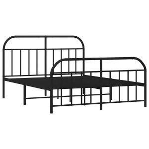 vidaXL estructura cama sin colchón con estribo metal negro 135x190 cm