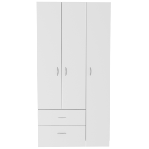 Guarda-roupa 3-door austral, com duas gavetas branco