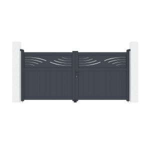 Pack portão de batente halti 3m a.140cm + 2 postes h.160cm cinzento