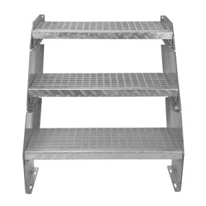 Escada galvanizada ajustável de 3 degraus com 600 mm de largura