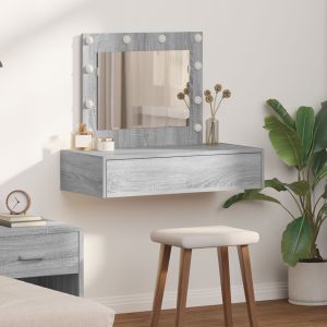 Mesa de toucador suspensa  com luzes de LED cinza sonoma wf424602