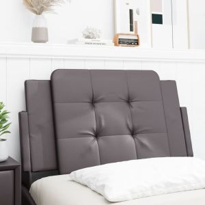 Almofadão de cabeceira 80 cm couro artificial cinzento ptob4051