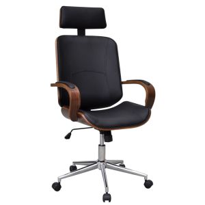 vidaXL silla de oficina giratoria madera curvada y cuero artificial