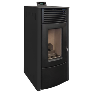 Salamandra a pellets athenea 11,7 kw com display tátil e depósito - preto