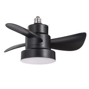 Ventilador LED 15w E27 parafuso debu preto cct dim 3000-4000-6000k comando