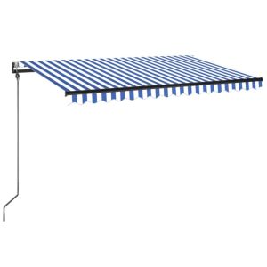 Toldo automático LED e sensor de vento 300x250 cm azul e branco