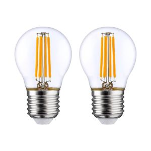 Pack de 2 lâmpadas LED de filamento esférico E27 4w equi.40w 470lm 2700k