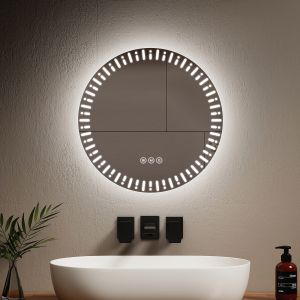 Emke espelho LED banheiro 50 cm 3 cores luz regulável anti-embaço
