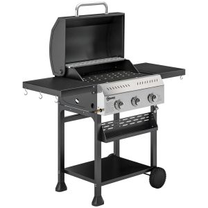 Barbecue a gá 123x57x102 cm aço inoxidável e metal Outsunny