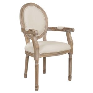 Cadeira estofada de madeira bege 55x46x48/96