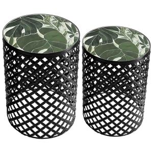 Conjunto de 2 suportes em mosaico preto e metal