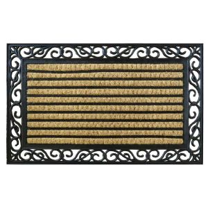 Capacho de borracha marrom e coco 75x45x1