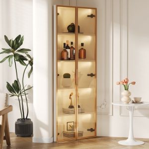 Vitrina de canto com iluminação LED branco 160x62x35cm