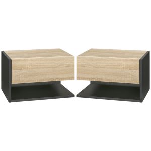 Conjunto 2 mesas de cabeceira 46x30x30 cm bicolor Homcom, casa - quarto