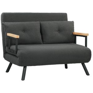 Sofá cama 102x73x81 cm poliéster e madeira de borracha color gris Homcom