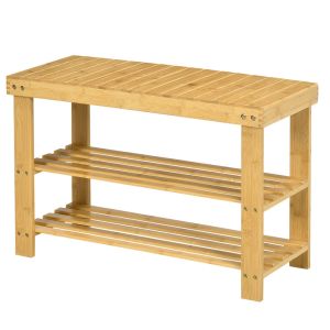 Banco sapateira 70x28x45 cm bambu color marrón Homcom