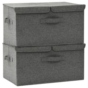 vidaXL cajas de almacenaje 2 unidades tela gris antracita 50x30x25 cm