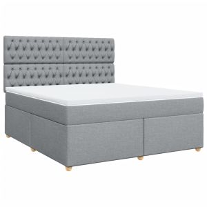 vidaXL cama box spring con colchón tela gris claro 180x200 cm