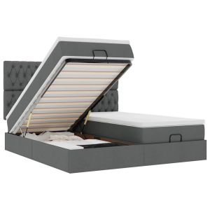 vidaXL estructura cama otomana colchones tela gris oscuro 180x200cm