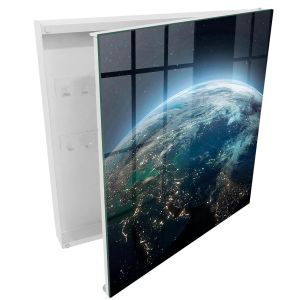 Caixa para chaves de vidro 30x30x5, abertura à direita branca