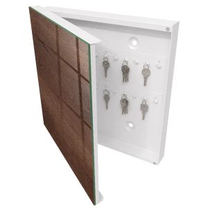 Caixa para chaves decorativa 30x30x5, abertura à esquerda branca