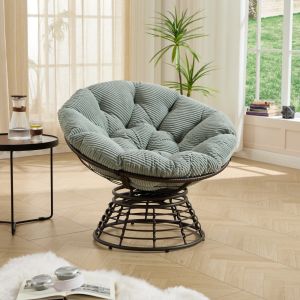 Cadeira papasan giratória ergonómica 92cm em aço castanho verde