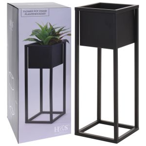 H&s collection macetero sobre soporte de metal negro 60 cm