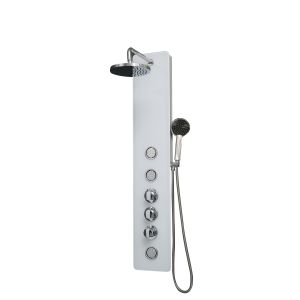 Coluna de hidromassagem termostática em vidro branco modelo gs-49