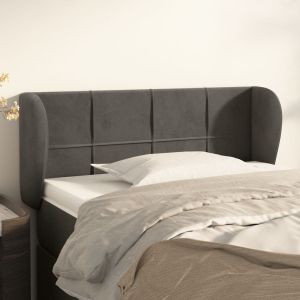Cabeceira de cama c/ abas veludo 83x23x78/88 cm cinzento-escuro ptob9025