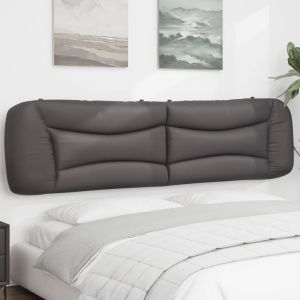 Almofadão de cabeceira 200 cm couro artificial cinzento ptob6798