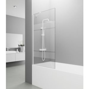 Painel fixo de banheira screen 150x85cm branco frost + braço ajustável