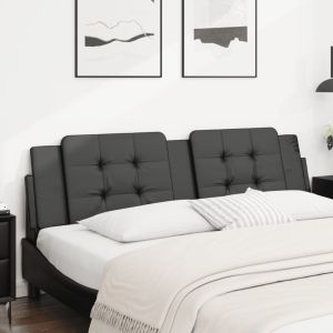 Almofadão de cabeceira 180 cm couro artificial preto ptob3326