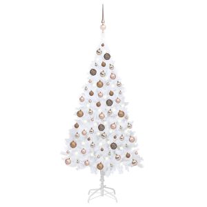 vidaXL árbol de navidad preiluminado con luces y bolas blanco 150 cm